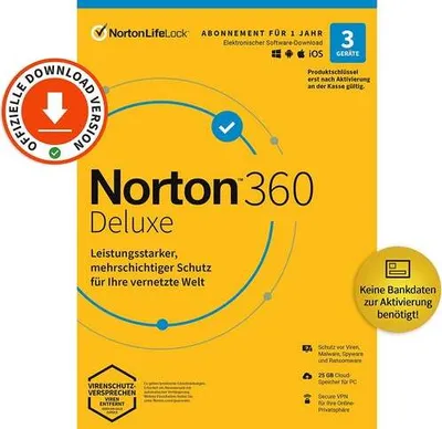 Produktbild von NORTONLIFELOCK 360 Standard 3Dev.1J. Download,1Jahr,Android,25GB,ESD