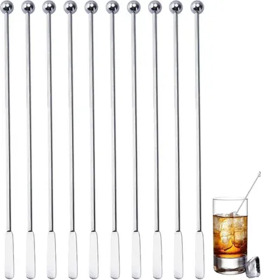 Produktbild von 304 runder Cocktailrührer aus Edelstahl, Rührstab aus Metall, Cocktailrührstab für Kaffee, Milch, Tee