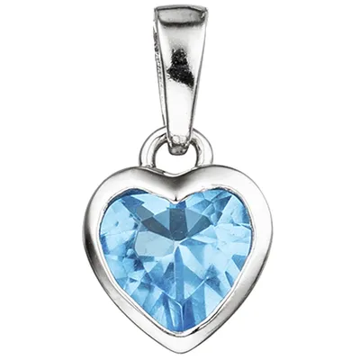 Produktbild von Kinder Anhänger Herz 925 Sterling Silber 1 Kristall blau hellblau Kinderanhänger