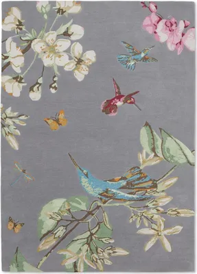 Produktbild von Handgefertigter Wohn- und Schlafzimmerteppich aus Wolle mit Blumenmuster HUMIBIRD
