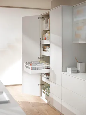 Produktbild von Blum Space Tower Tandembox antaro Schubladen-Set | Mit Reling, 30kg  NL550mm, KB 600mm | weiß
