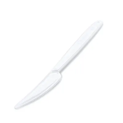 Immagine prodotto di Coltelli da pranzo in PP bianco - riutilizzabili - 18,5 cm - 50 pz