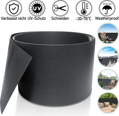 Produktbild von Jiubiaz Sichtschutzstreifen Sichtschutzmatte Hart PVC 2.5mx19cm Anthrazit UV-bestädig 1.35mm 10X