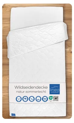 Produktbild von Seidendecke 200 x 200 cm, 100% wilde Seide, allergikerfreundlich, waschbar bis 40 °C, für den Sommer