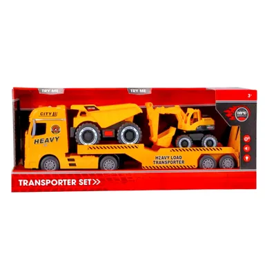 Produktbild von miniHeld Autotransporter 54 cm Bagger Kipper licht und Sound Auto Abschlepper