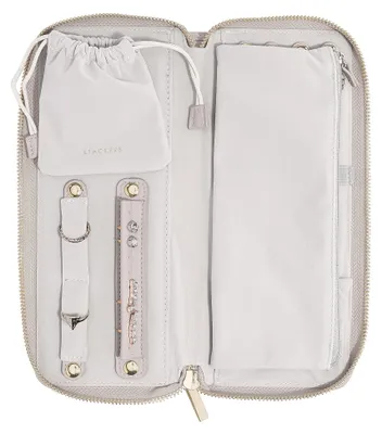 Produktbild von Schmuckrolle – Taupefarben – 24,5 x 10,5 x 3 cm – Grau gefüttertes Samtinnenfutter – Ideal für unterwegs