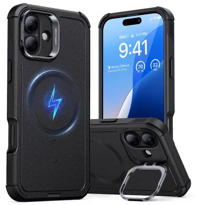 Zdjęcie produktu dla Cyber Tough (HaloLock) ESR case with stand for iPhone 16 Plus (black)