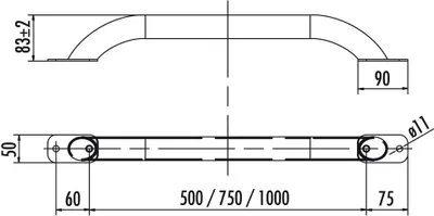 Produktbild von Hailo Haltegriff Edelstahl 750mm Länge