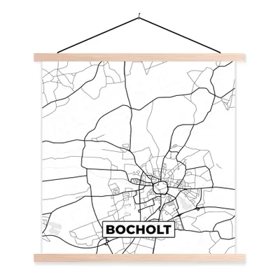 Produktbild von MuchoWow® Textilposter Stadtplan - Bocholt - Karte 40x40 cm mit holzfarbenen Rahmen - Posterleiste