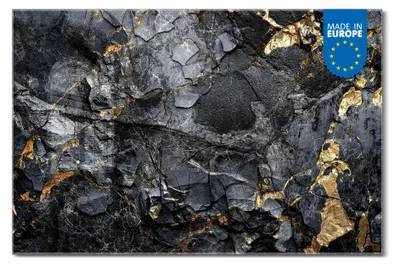 Produktbild von banjado Magnettafel aus Glas, beschreibbar, 60x40cm groß, ESG Sicherheitsglas mit Motiv Schwarzer Marmor mit Gold 1 [MTGQ1 13588]