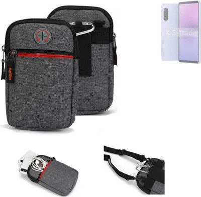Produktbild von K-S-Trade Holster Gürteltasche kompatibel mit Sony Xperia 10 V Handy Tasche Schutz Hülle grau Zusatzfächer 1x