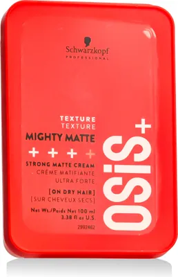 A red container of Schwarzkopf Professional Osis+ Mighty Matte hair product.