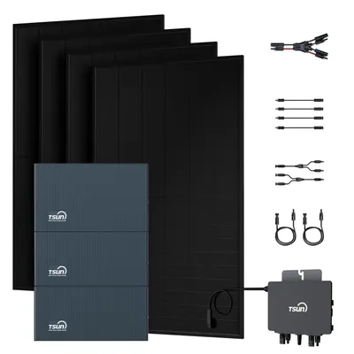 Produktbild von Powerness Balkonkraftwerk Speicher, TSUN DCU2000Lite mit 2 x DB2000 Lite Erweiterungsakku & 800W Mikrowechselrichter, 4 x 500W Solarmodule (0% MwSt)