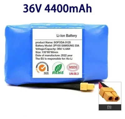 Produktbild von Hoverboard Akku - 10S2P Lithium-Ionen Akkupack - 36V 4400mAh - 18650 Zellen - wiederaufladbar - Ersatzbatterie für Selbstausgleichender Elektroroller