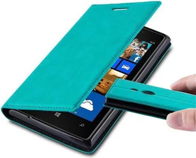 Produktbild von Cadorabo Hülle für Nokia Lumia 925 Schutz Hülle in Türkis Handyhülle Etui Case Cover Magnetverschluss