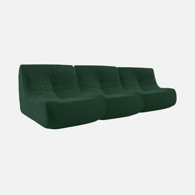 Produktbild von sweeek - 3er-Set Sessel ohne Armlehne mit wasserabweisendem Samtbezug - Grün