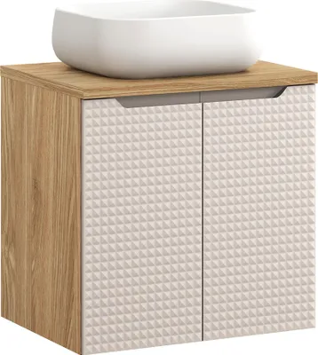 Produktbild von Waschtisch 60 cm in Eiche mit beige, LONDON-56-BEIGE, mit Waschbecken