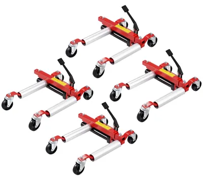 Productafbeelding van VEVOR Wielwagen, autowagen, krik - 4 stuks, maximale draagkracht 680 kg. Autohefbrug met 360° draaibare wielen, krachtige hydraulische hefbrug voor positionering van voertuigen, geschikt voor voertuigreparatie en -verplaatsing