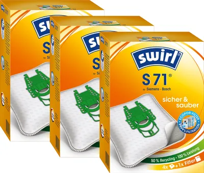 Produktbild von SWIRL Staubsaugerbeutel S 71 EcoPor für Siemens Bosch 3er-Pack 12 Beutel