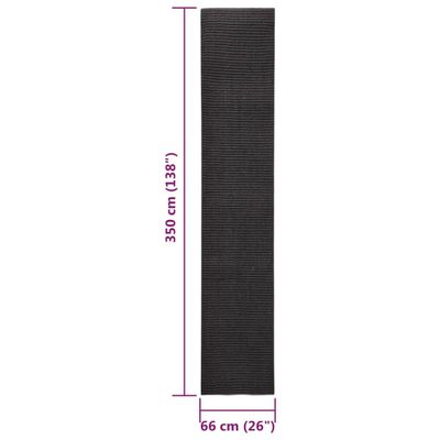 vidaXL Koberec Natural Sisal 66x350 cm Black