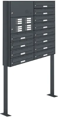 Produktbild von 12er Briefkasten Standanlage Freistehend RAL 7016 Anthrazit Klingel