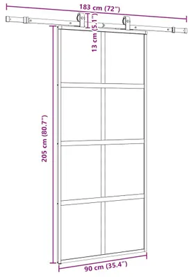 Image de vidaXL Porte coulissante avec ferrure noire 90x205 cm verre trempé