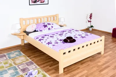 Produktbild von Bettrahmen für Kinder / Kinderbett 140 x 200 cm | Massivholz: Buche | Natur Lackiert