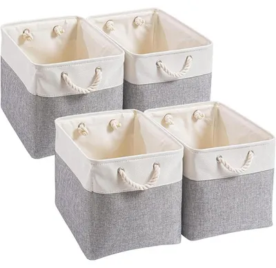 Obrázok produktu pre Sada 4 úložných boxov z látky, 33 x 38 x 33 cm, sivá/biela