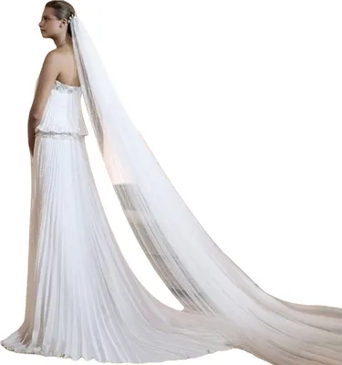 Produktbild von Brautschleier aus Netzstoff, einlagig, extralang, für Hochzeiten, Bankette, wunderschöner Brautschleier, Partyschleier mit Kamm, Kleidungszubehör, Weiß, Einheitsgröße
