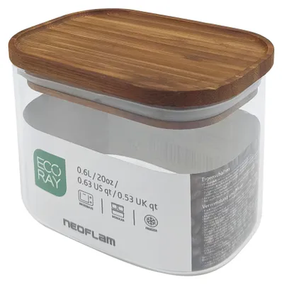 Produktbild von Neoflam - Ecoray Glas Vorratsbehälter mit Bambusdeckel, rechteckig, 0.95L