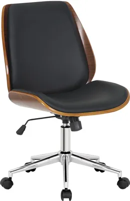 Produktbild von CLP Bürostuhl Ergonomisch Mitch, höhenverstellbarer Schreibtischstuhl - walnuss/schwarz Gestell Farbe chrom