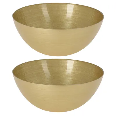 Produktbild von 2x Design Glas Schüssel Goldfarben Rund 28 cm Glasschüssel Obstschale Dekoschale Salatschüssel 3,6 L