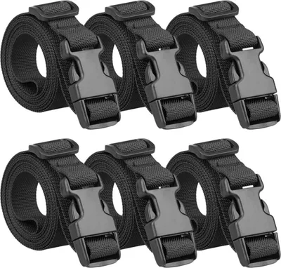 Immagine prodotto di Set di cinghie per bagagli WNHB® - 6 pezzi - Regolabile fino a 1,5 metri - Nylon nero - Cinghie per valigie e borse da viaggio