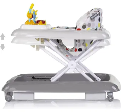 Image de Chipolino Baby Steps, trotteur avec panneau musical, roues, freins, pliable, couleur gris clair