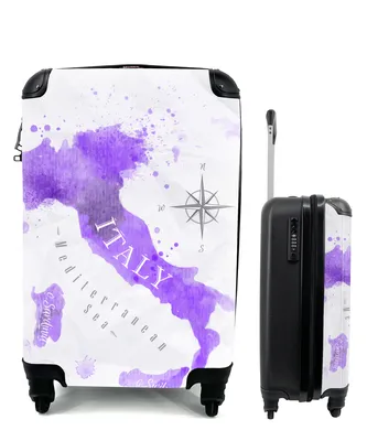 Produktbild von MuchoWow® Koffer Handgepäck Trolley Rollkoffer Kleine Reisekoffer mit 4 Rollen - Karten - Italien - Farbe - Cabin Size < 55x40x23 cm & 55x40x20 cm - Fotokoffer - Kabinenkoffer - Boardgepäck - Reise-Box - Reisekoffer - Reisegepäck - Koffer mit Bild - Trolley für Kinder
