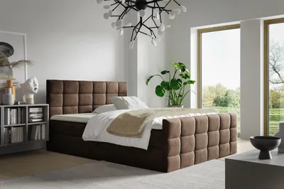 Obrázek produktu pro Manželská postel 180x200 DONIKA s úložným prostorem - hnědá + topper