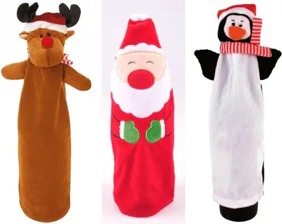 Produktbild von Flaschendekoration Weihnachtsmann Elch Pinguin Flaschenkostüm Weihnachtsdeko