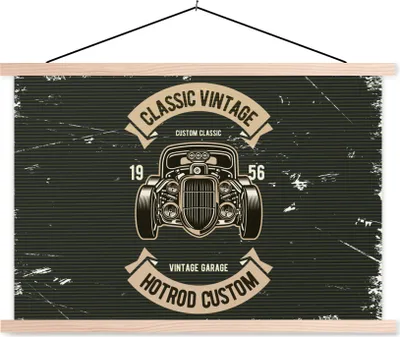 Produktbild von MuchoWow® Textilposter Oldtimer - Zeichnung 60x40 cm mit holzfarbenen Rahmen - Bilder