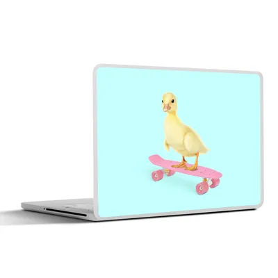 Produktbild von MuchoWow® Laptop Aufkleber Sticker Cover Ente - Küken - Skateboard - Blau - Rosa 30x21 cm - Sticker für Laptop - Selbstklebend