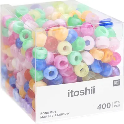 Produktbild von ITOSHII Perlenmix Ponii Beads 400x Perlen Schmuck DIY Marble Rainbow