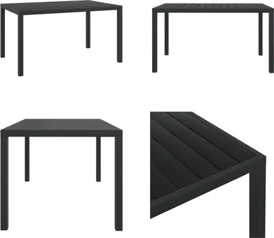 Image de vidaXL Table de jardin WPC Aluminium 150 x 90 x 74 cm Noir - Table de jardin - Tables d'extérieur - Tables d'extérieur