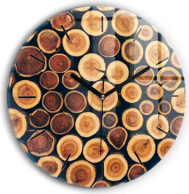 Produktbild von Wallfluent Wanduhr – Stilles Quarzuhrwerk - Uhr Dekoration Wohnzimmer Schlafzimmer Küche - Zifferblatt mit Striche - schwarze Zeiger - 30 cm - Holz