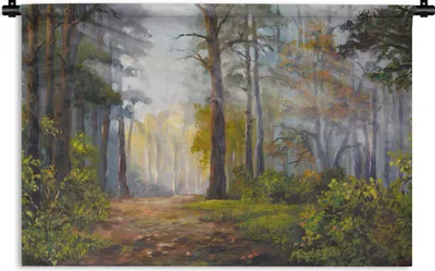 Produktbild von MuchoWow® Wandteppich Wandbehang Herbst - Wald - Aquarell 120x80 cm Tapisserie Dekoration Wandtuch - Wanddekorationen - Wandtücher