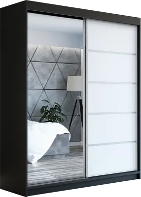 Produktbild von Schwebetürenschrank Kleiderschrank GAP 180 cm Schrank Garderobe Spiegel.Verschiedene Farben (Weiß, Schwarz, Somona). Möbel vom Hersteller!