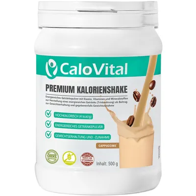 Produktbild von Trinknahrung hochkalorisch für Gewichtszunahme | Kohlenhydrate & Eiweiß als Kalorien Shake | Hochdosiert mit vielen Vitaminen Cappuccino 500g Pulver