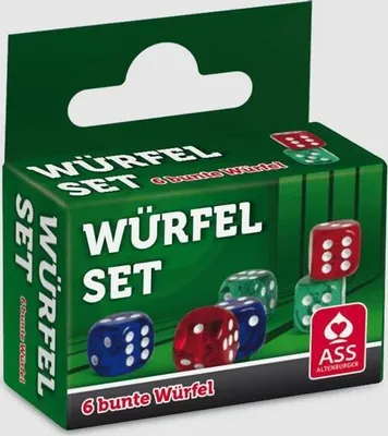 Produktbild von 6 bunte Augenwürfel in Faltschachtel für Spiele