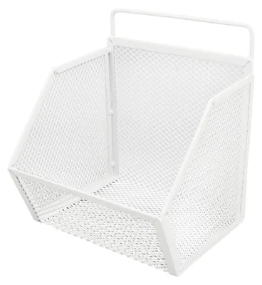 Productafbeelding van Draadopbergmand - Veelzijdig voor organisatie - Geschikt voor keuken en slaapkamer - Wit - 13,2 x 10 x 15 cm