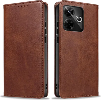 Produktbild von Handyhülle für Xiaomi Redmi 13 Kunstleder Flip Cover Hülle Handytasche Case Kartenfach Farbe: Dunkelbraun
