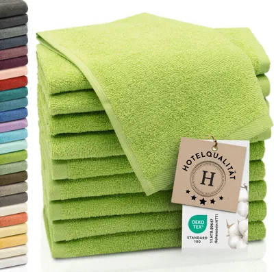 Produktbild von 10er Set Gästetücher, Baumwolle, 30x50 cm, 420g/qm, grün
