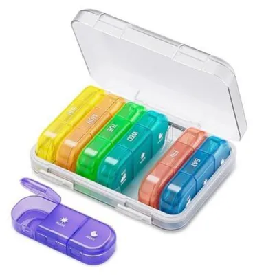 Productafbeelding van Wekelijkse tablettenbox voor 3 keer per dag, pillendoos voor 7 dagen, 21 compartimenten, vochtbestendig, in verschillende kleuren